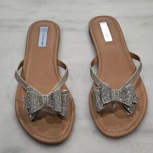 INC International Concepts Mabae Bow Sandals - Champagne - Size 10